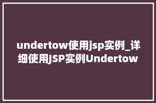 undertow使用jsp实例_详细使用JSP实例Undertow的奥秘