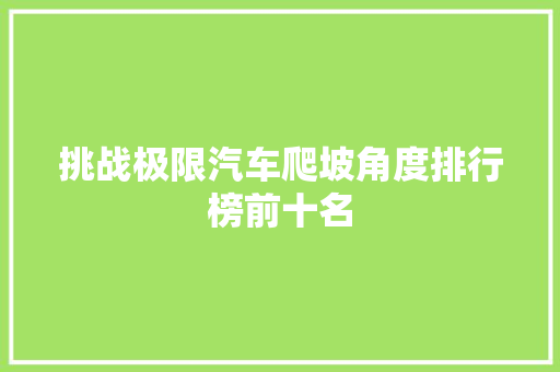 挑战极限汽车爬坡角度排行榜前十名  第1张