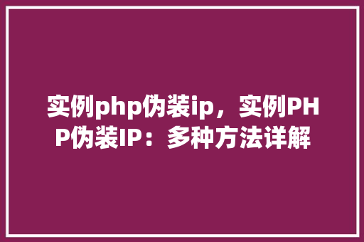 实例php伪装ip，实例PHP伪装IP：多种方法详解