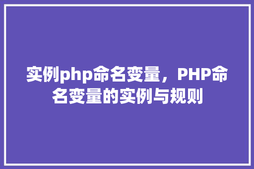 实例php命名变量，PHP命名变量的实例与规则