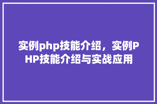 实例php技能介绍，实例PHP技能介绍与实战应用