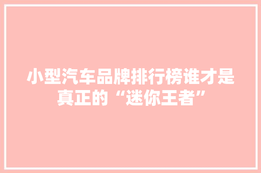 小型汽车品牌排行榜谁才是真正的“迷你王者”