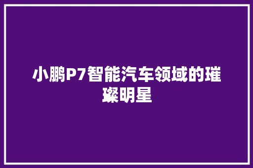 小鹏P7智能汽车领域的璀璨明星