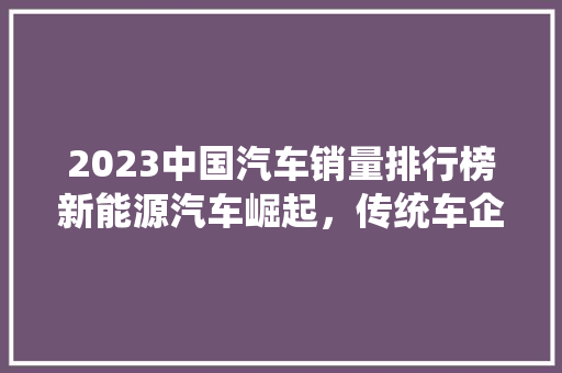 2023中国汽车销量排行榜新能源汽车崛起，传统车企变革