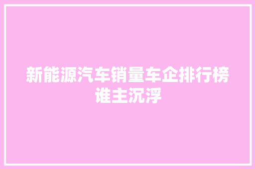 新能源汽车销量车企排行榜谁主沉浮  第1张