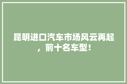 昆明进口汽车市场风云再起，前十名车型！  第1张