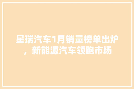 星瑞汽车1月销量榜单出炉，新能源汽车领跑市场  第1张