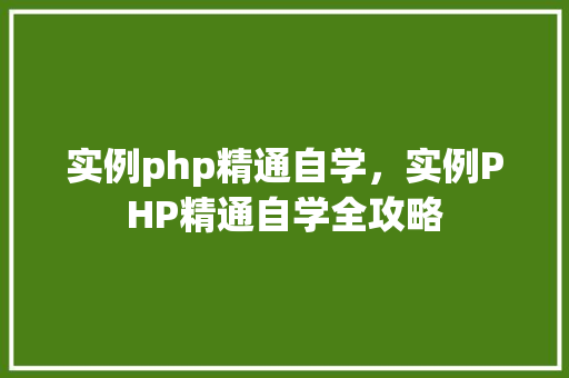实例php精通自学，实例PHP精通自学全攻略