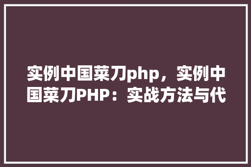 实例中国菜刀php，实例中国菜刀PHP：实战方法与代码示例