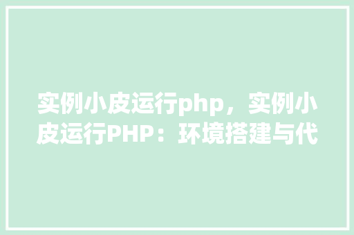 实例小皮运行php，实例小皮运行PHP：环境搭建与代码运行详解