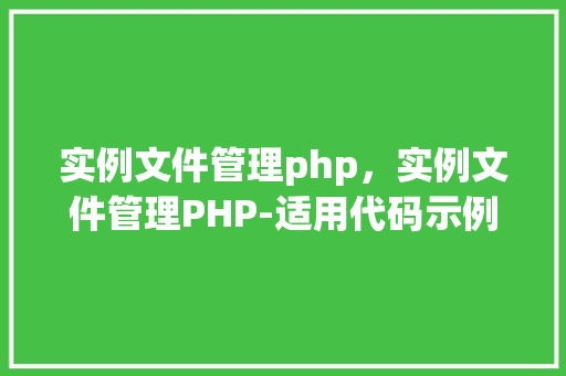 实例文件管理php，实例文件管理PHP-适用代码示例