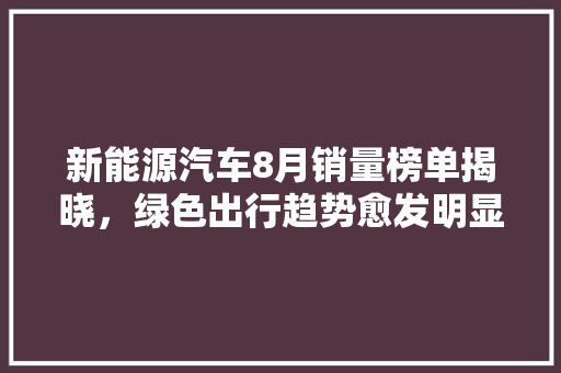 新能源汽车8月销量榜单揭晓，绿色出行趋势愈发明显  第1张