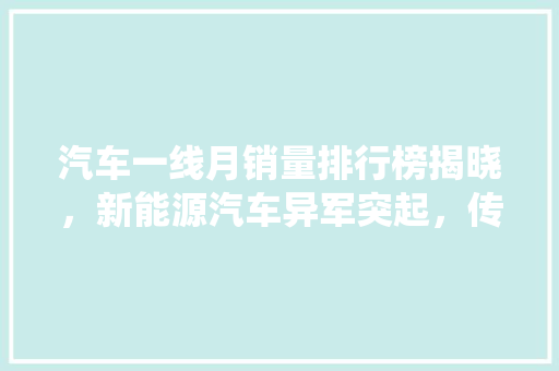汽车一线月销量排行榜揭晓，新能源汽车异军突起，传统车企面临挑战  第1张