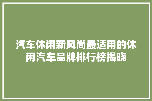汽车休闲新风尚最适用的休闲汽车品牌排行榜揭晓  第1张
