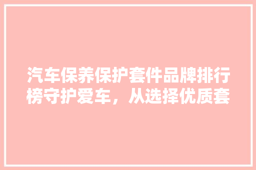 汽车保养保护套件品牌排行榜守护爱车，从选择优质套件开始