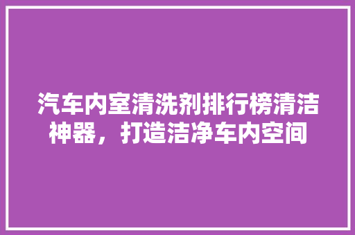 汽车内室清洗剂排行榜清洁神器，打造洁净车内空间