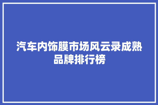 汽车内饰膜市场风云录成熟品牌排行榜