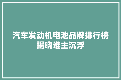 汽车发动机电池品牌排行榜揭晓谁主沉浮