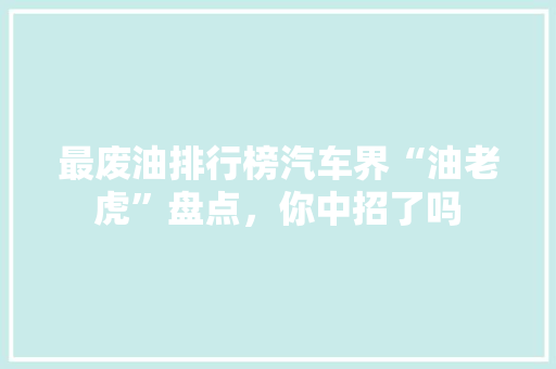 最废油排行榜汽车界“油老虎”盘点，你中招了吗  第1张