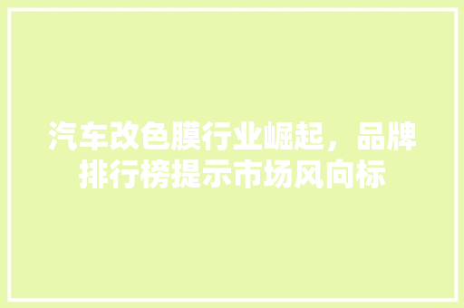 汽车改色膜行业崛起，品牌排行榜提示市场风向标  第1张