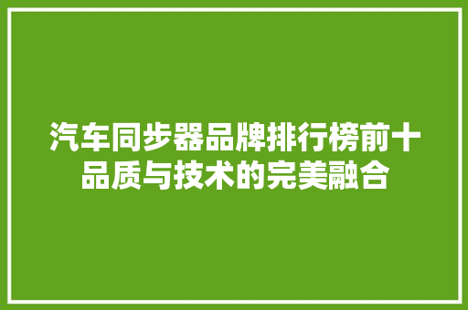 汽车同步器品牌排行榜前十品质与技术的完美融合  第1张