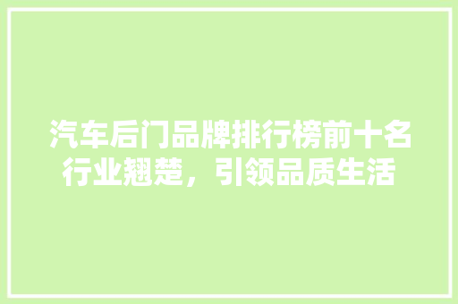 汽车后门品牌排行榜前十名行业翘楚，引领品质生活  第1张