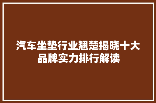 汽车坐垫行业翘楚揭晓十大品牌实力排行解读