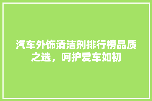 汽车外饰清洁剂排行榜品质之选，呵护爱车如初  第1张