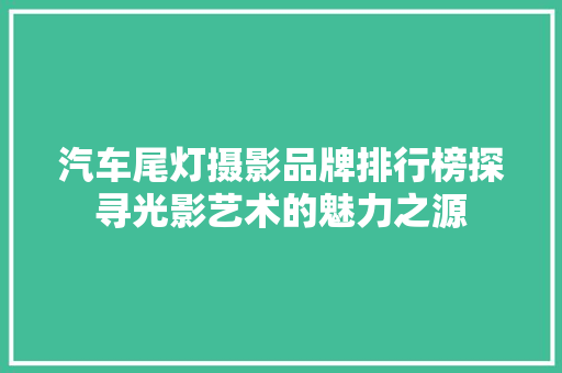 汽车尾灯摄影品牌排行榜探寻光影艺术的魅力之源  第1张