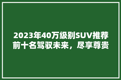 2023年40万级别SUV推荐前十名驾驭未来，尽享尊贵体验