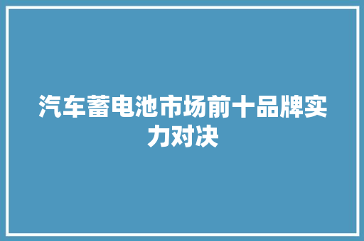 汽车蓄电池市场前十品牌实力对决