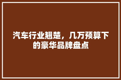 汽车行业翘楚，几万预算下的豪华品牌盘点