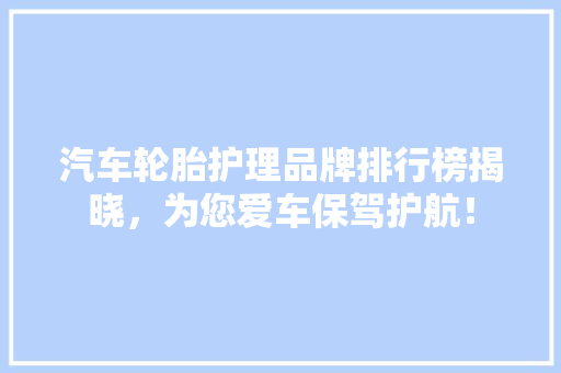 汽车轮胎护理品牌排行榜揭晓，为您爱车保驾护航！  第1张