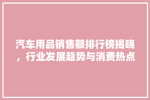 汽车用品销售额排行榜揭晓，行业发展趋势与消费热点