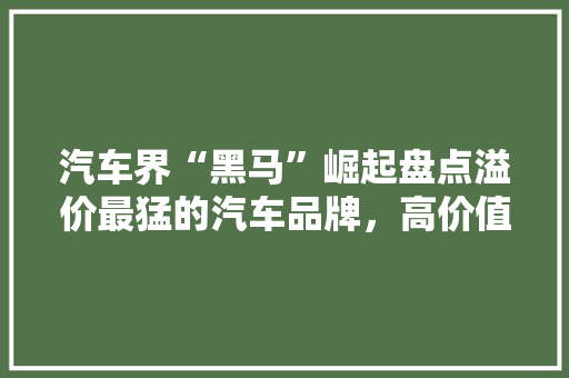 汽车界“黑马”崛起盘点溢价最猛的汽车品牌，高价值背后的秘密