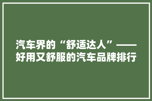 汽车界的“舒适达人”——好用又舒服的汽车品牌排行榜  第1张