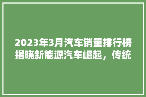 2023年3月汽车销量排行榜揭晓新能源汽车崛起，传统车企面临挑战