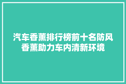 汽车香薰排行榜前十名防风香薰助力车内清新环境  第1张