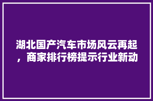 湖北国产汽车市场风云再起，商家排行榜提示行业新动向