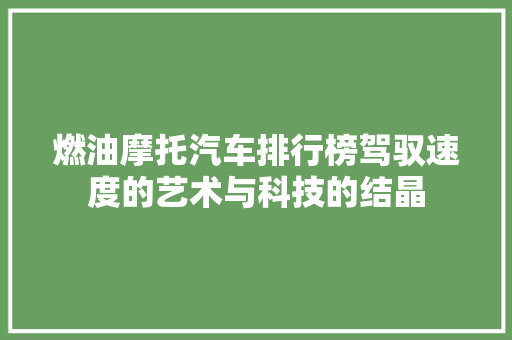 燃油摩托汽车排行榜驾驭速度的艺术与科技的结晶