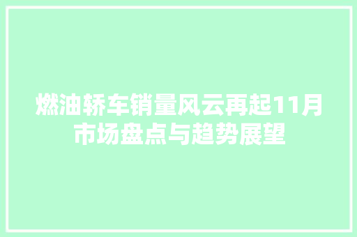 燃油轿车销量风云再起11月市场盘点与趋势展望