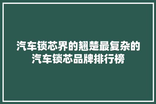 汽车锁芯界的翘楚最复杂的汽车锁芯品牌排行榜  第1张
