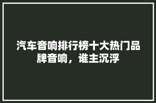 汽车音响排行榜十大热门品牌音响，谁主沉浮  第1张