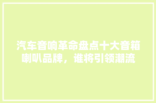 汽车音响革命盘点十大音箱喇叭品牌，谁将引领潮流