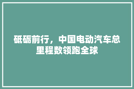 砥砺前行，中国电动汽车总里程数领跑全球