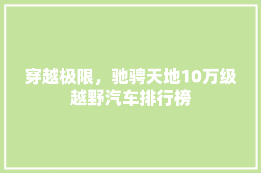穿越极限，驰骋天地10万级越野汽车排行榜