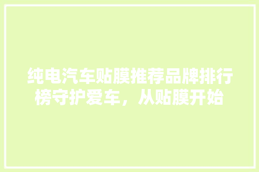 纯电汽车贴膜推荐品牌排行榜守护爱车，从贴膜开始