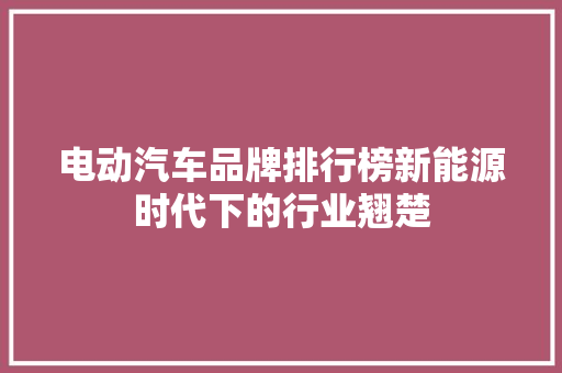 电动汽车品牌排行榜新能源时代下的行业翘楚