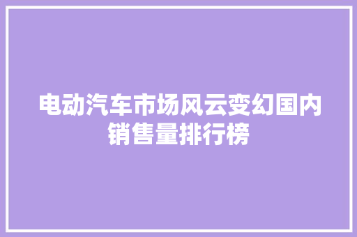 电动汽车市场风云变幻国内销售量排行榜  第1张