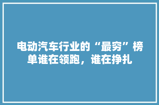 电动汽车行业的“最穷”榜单谁在领跑，谁在挣扎  第1张